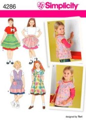 4286 GIRLS RETRO 1/2, FULL CRAFTY APRONS PATTERN 3-8